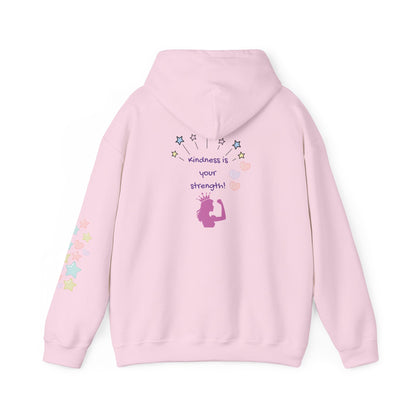 Kindness Is Your Strength  — Pastel Hearts & Stars Motivational Hoodie