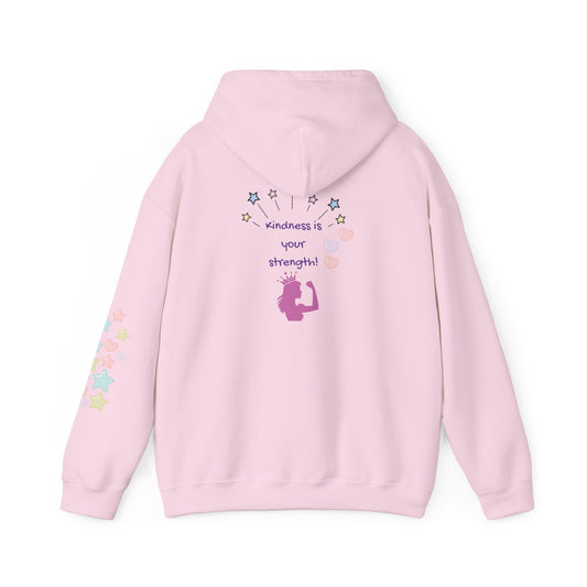 Kindness Is Your Strength  — Pastel Hearts & Stars Motivational Hoodie