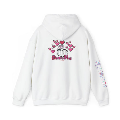 Cute PositiveHug Logo Hoodie with Hearts - Back Graphic