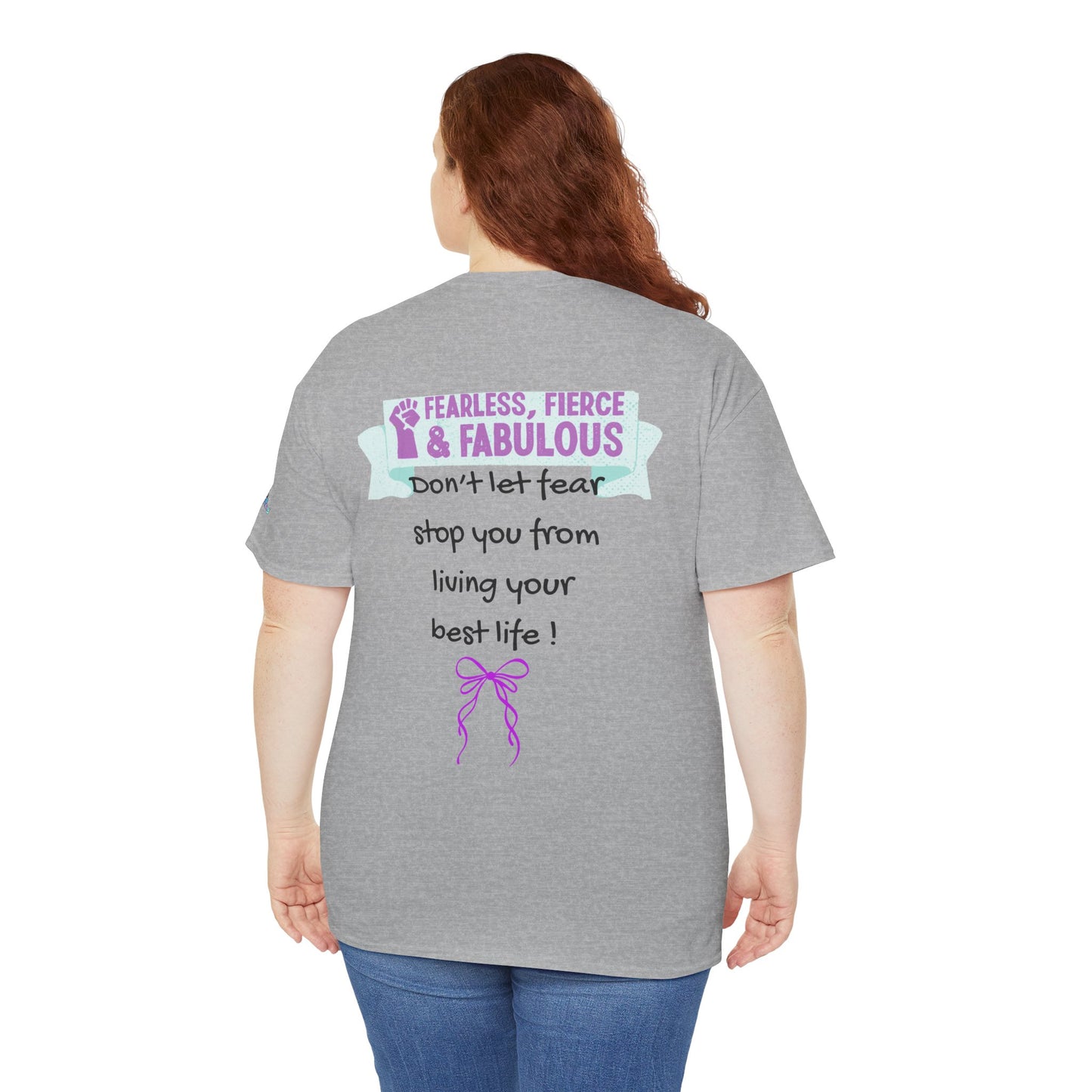 "Don't Let Fear Stop You From Living Your Best Life" Women's Motivational T-Shirt — Cute Bow Graphic | PositiveHug