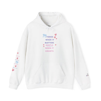 "Fierce When It Matters, Gentle When It Counts" Cute Pastel Bow & Hearts Hoodie | PositiveHug