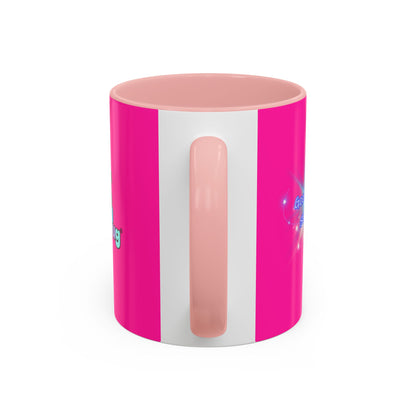 Bright Positivity - Good Morning Starshine' Cute Cheerful Coffee Mug by PositiveHug - Pink exterior