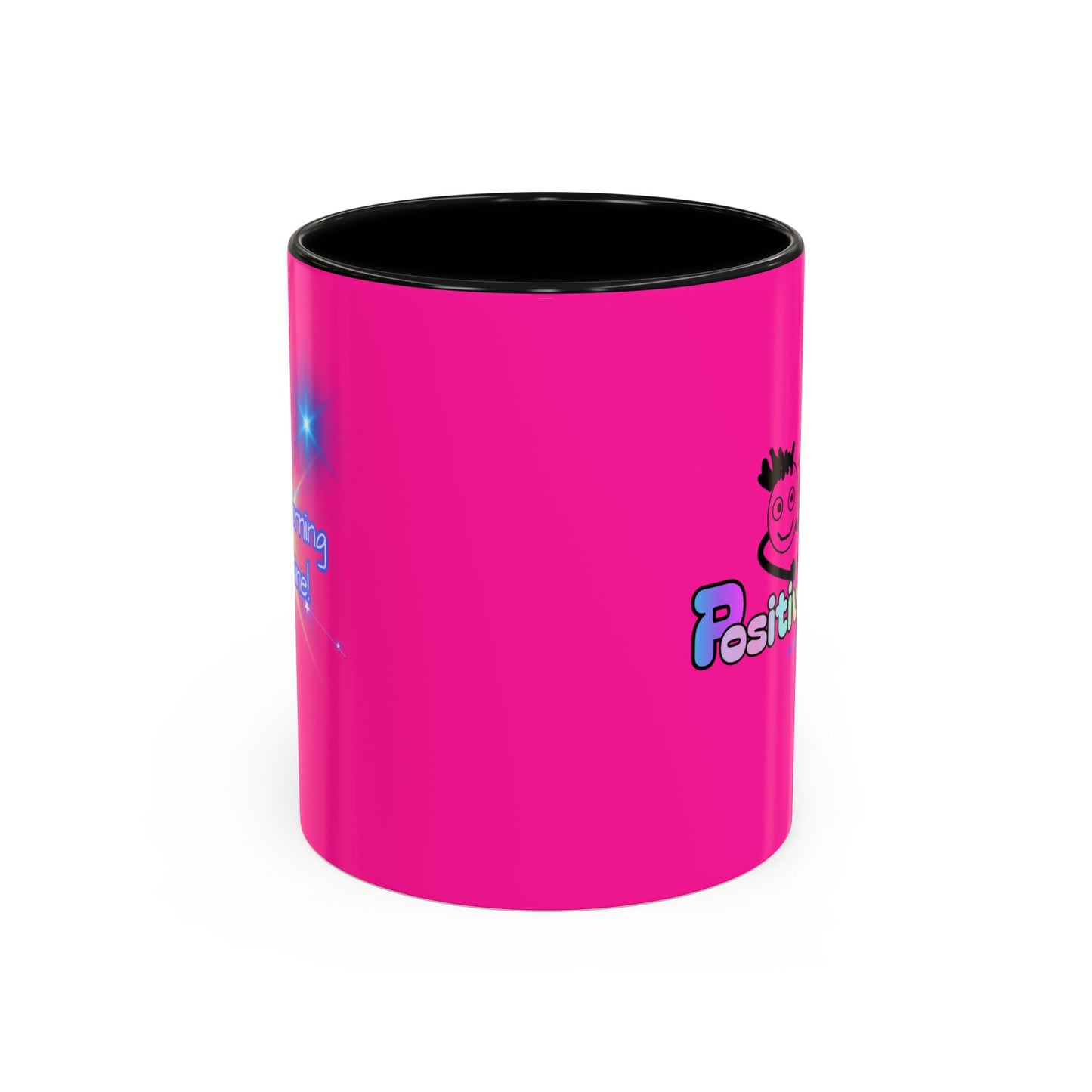 Bright Positivity - Good Morning Starshine' Cute Cheerful Coffee Mug by PositiveHug - Pink exterior