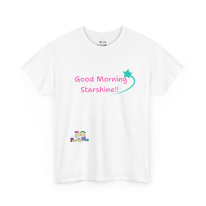 'Good Morning Starshine' Unisex Heavy Cotton Tee by PositiveHug - Design on Front