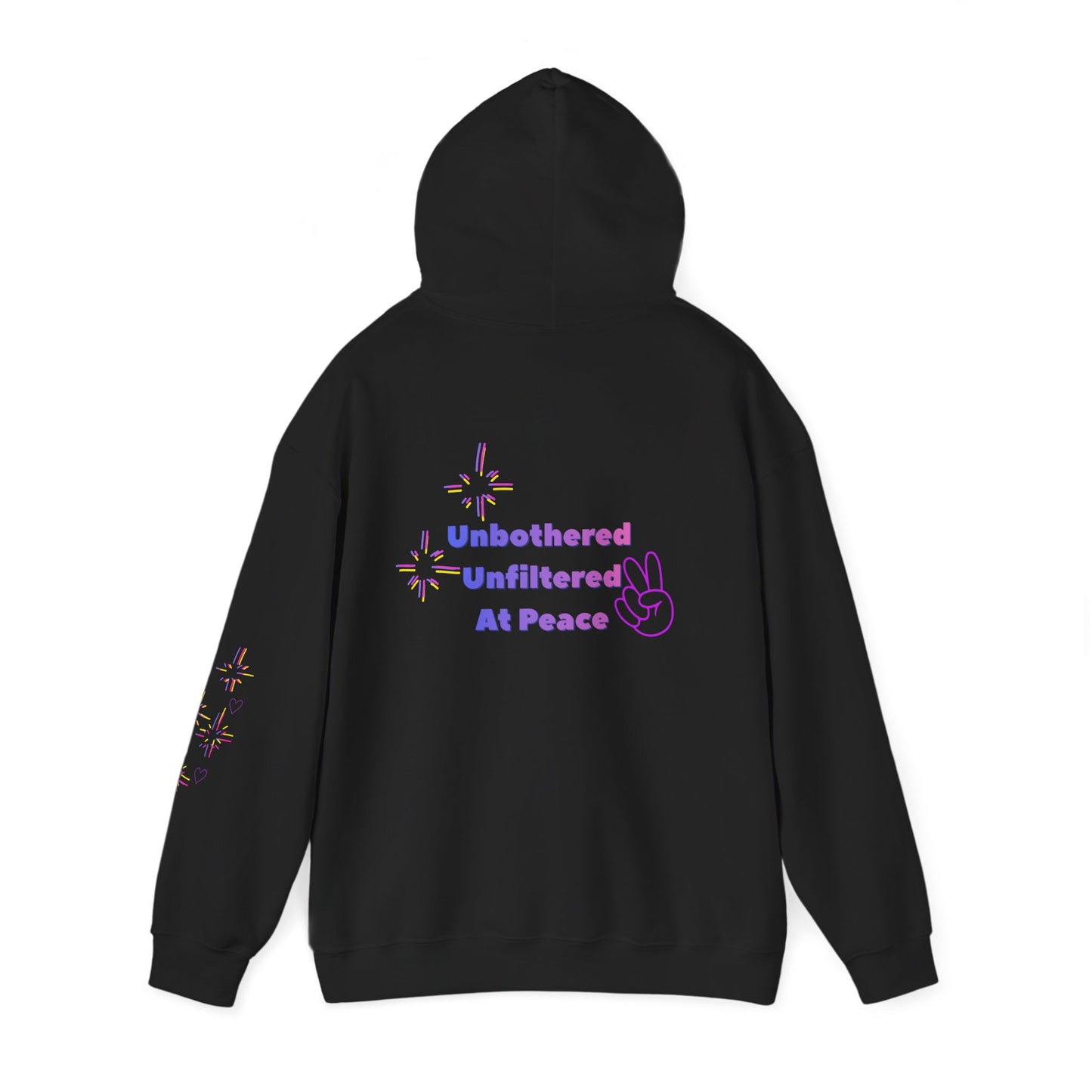 Unbothered Unfiltered At Peace Hoodie — Anti Social Media Graphic