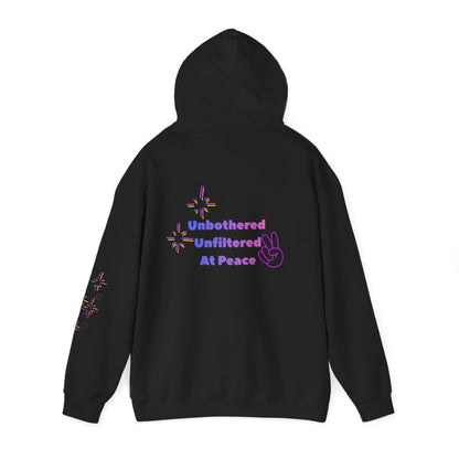 Unbothered Unfiltered At Peace Hoodie — Anti Social Media Graphic