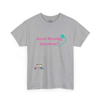 'Good Morning Starshine' Unisex Heavy Cotton Tee by PositiveHug - Design on Front