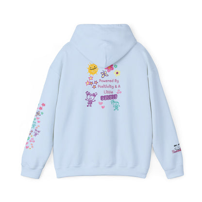 "Powered by Positivity & a Little Delulu" Cute Pastel Graphic Hoodie | PositiveHug