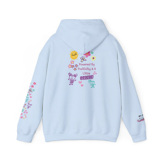 "Powered by Positivity & a Little Delulu" Cute Pastel Graphic Hoodie | PositiveHug