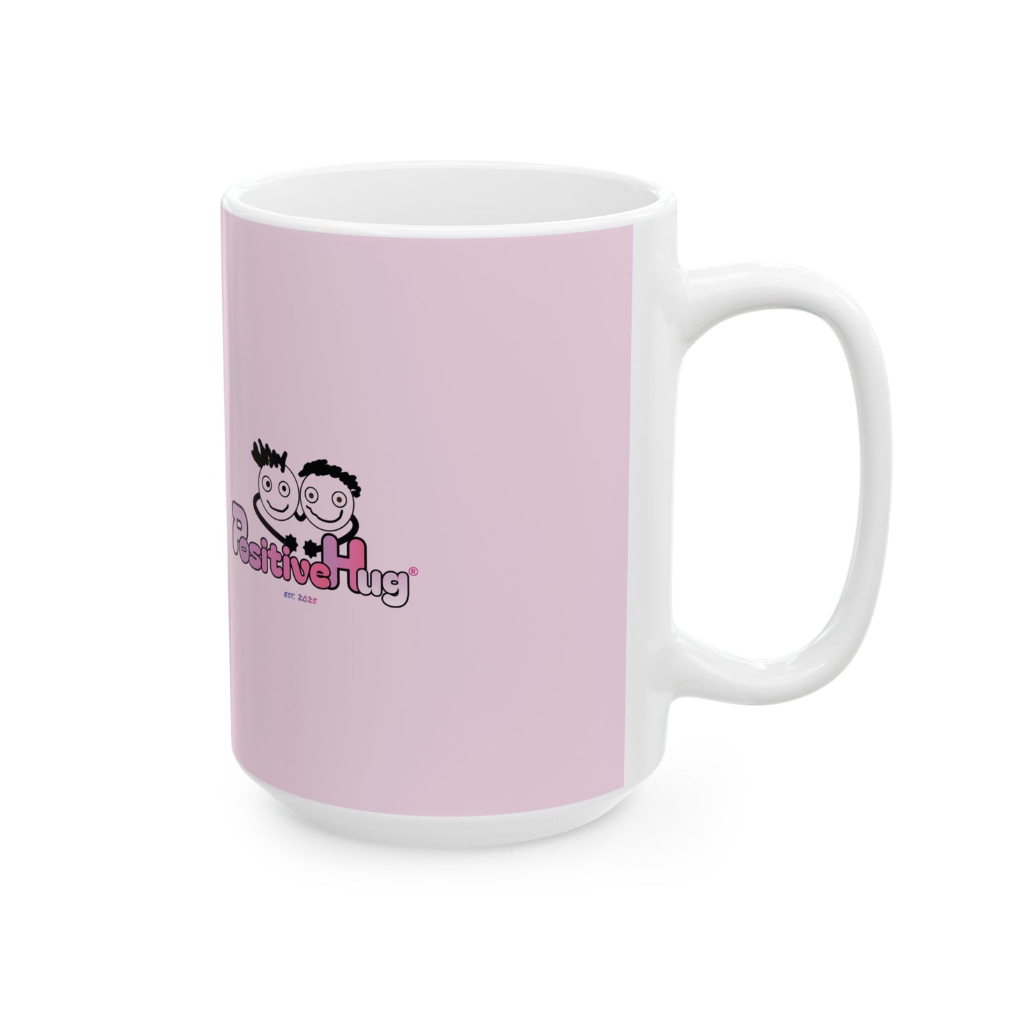 Powered by Positivity & a Little Delulu Mug — Cute Floral Kawaii Coffee Cup (11oz / 15oz) | PositiveHug