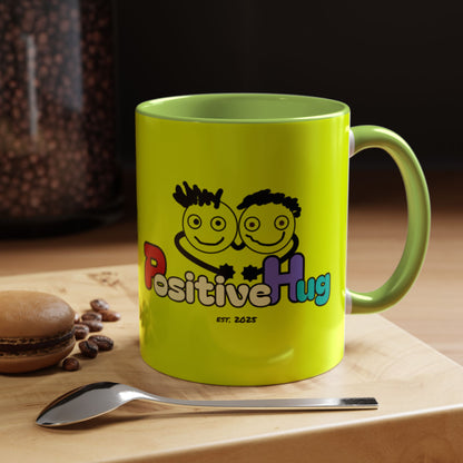 'Good Morning Starshine' Neon Cheerful Coffee Mug by PositiveHug - Yellow exterior