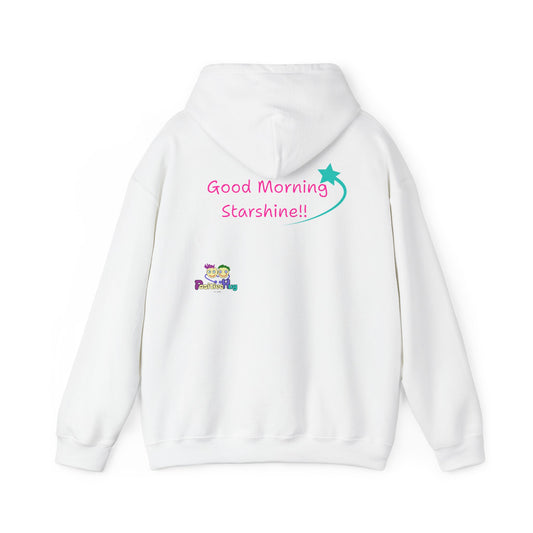 'Good Morning Starshine' Unisex Hooded Sweatshirt by PositiveHug - Design on back