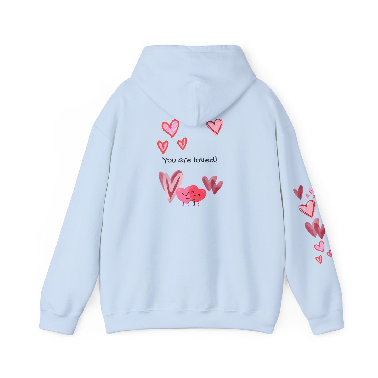 "You Are Loved" Hoodie — Cute Heart Graphic Message on Back | PositiveHug