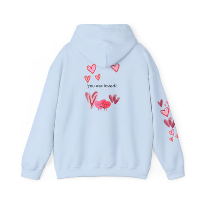 "You Are Loved" Hoodie — Cute Heart Graphic Message on Back | PositiveHug