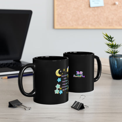 Shoot for the Moon Inspirational Black Mug — Cute Pastel Design | PositiveHug