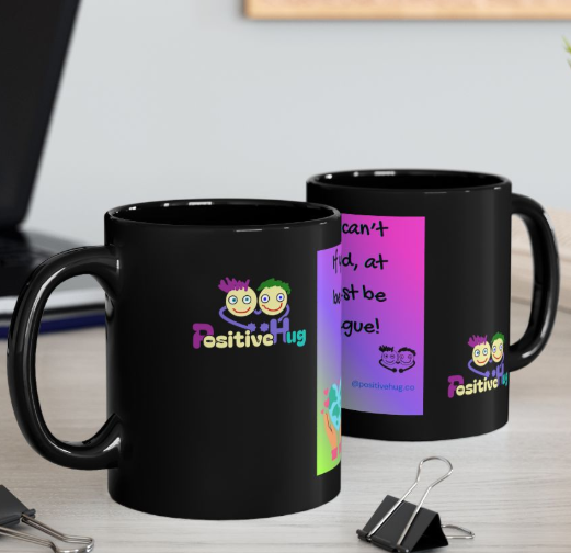 If You Can't Be Kind At Least Be Vague mug | Black ceramic coffee cup | Positivity Mug | Neon Mug